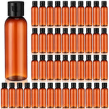 Zhehao 200 Pcs 2 oz Brown Plastic Empty Bottles Small Travel Size Bottles with Flip Cap Empty Transparent Dispenser Container fo