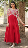 Wedani Georgette Embroidered Zari Sequins-Work Anarkali Kurta Set For Women (In Alpha S Regular Red),Red,S,Georgette,anarkali,