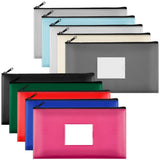 SMARTAKE 10-Pack Bank Deposit Money Bags with Zipper, 10 Colors Leather Bags Wallet Pouches with Label, Makeup Bags, for Cash, C