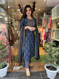 Gosriki Women'S Cotton Blend Straight Printed Kurta With Pant & Dupatta (Patni Blue_Xl-Gs_Blue_X-Large),Blue,,B0BFQX7V1X