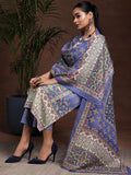Libas Womens Printed Crepe Straight Kurta With Trousers And Dupatta Purple L 36944