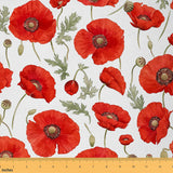 Feelyou Red Poppy Upholstery Fabric for Chairs 2 Yards Floral Flower Blossom Printed Fabric by The Yard Botanical Decorative Wat