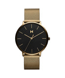 Mvmt Legacy Qtz Basic Analog Slim Black Round Dial Men'S Watch, Ionic Plated Gold Stainless Steel Material, Gold Band - 28000091