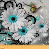 Flower Indoor Outdoor Fabric,Rustic Daisy Floral Decorative Fabric for Kids Boys,Rainbow Butterfly Fabric by The Yard,Kawaii Ani