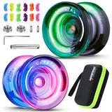 MAGICYOYO K2 Professional Yoyo Set - 2 Pack Dual Mode (Responsive/Unresponsive) with 12 Strings, Bearing Tool & Case - Best for