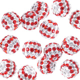 RUBYCA Stripes Czech Crystal Round Disco Ball Clay Beads fit Shamballa Jewelry (50pcs, 10mm, Red)