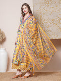 Gosriki Women'S Rayon Blend Anarkali Printed Kurta With Palazzo & Dupatta (Cia Yellow-Vks03-Gs_M_Yellow_Medium),Yellow,,B0DGQR2K3H