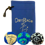 DIRTBAG All Star Footbag 3 Pack with Pouch, 100% Handmade, Premium Quality, Bright Vivid Colors, Signature Carry Bag - Yellow/Bl