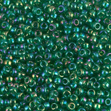 Miyuki Round Rocaille Seed Beads Size 8/0 Transparent Green AB 22 Gram Tube