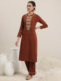 Libas Women'S Wool Blend Kurta Set (48766W_Rust Rust M