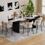 HAIZAO Boucle Dining Chairs Set of 6, Modern Round Upholstered Dining Chairs, Curved Backrest Kitchen Dining Room Chairs, Mid-Ce