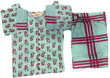 Gosriki Women'S Green & Pink Floral Printed Kurta With Trousers,Multicolour,,B08QDDKS37