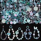 LAIDANLA Acrylic Blue Beads for Keychain Making Blue Cute Beads for DIY Kawaii Jewelry Bracelets Necklace Phone Charm Assorted R