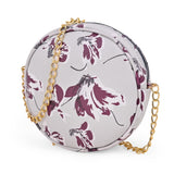 Adisa Women Girls Floral Print Round Sling Bag (Grey-Burgundy),Grey-Burgundy,,B0CW9MJHM9