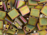 Miyuki DBT2035 Tila 2 Hole 7.2g Matte Metallic Khaki Iris Square Beads, 5mm
