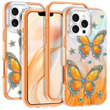 Rancase for iPhone 16 Pro Max Case with Screen Protector, Clear Butterfly Design, Removable Frosted Glitter Card, Hard PC&TPU Bu