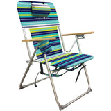 Caribbean Joe Folding Beach Chair, 4 Position Portable Backpack Foldable Camping Chair with Headrest, Cup Holder, and Wooden Arm
