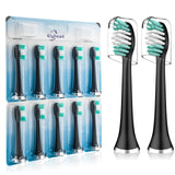Toothbrush Replacement Heads Compatible with AquaSonic Black Series/Black Series pro/Vibe Series/Duo Series pro Electric Toothbrush, Soft Bristles, Balck, 10 Pack