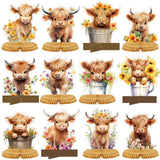 Engrowtic 12 Pcs Highland Cow Baby Shower Table Centerpieces Party Decor