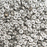 Luyoaozy 1000pcs Silvery Letter Beads for Bracelets, 4x7mm Black Alphabet A-Z Beads for Jewelry Making Friendship Bracelets (4 *