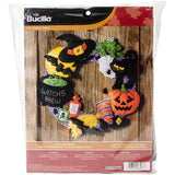 Bucilla Felt Applique Wall Hanging Wreath Kit, 17 by 17Inch, Witchs Brew Black