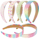 Tihebax Headbands for Girls Women, 6Pcs 1.2 Wide Glitter Headbands Women Girls Sparkly Rainbow Pink Green Hairbands Hair Accesso