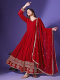 Wedani Georgette Anarkali Kurta For Women Maroon,Maroon,S,,,