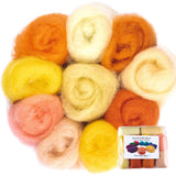 The Felt Box Needle Felting Wool - Orange & Yellow Shade Pack, 100g Carded Batts, Short Coarse Fiber for DIY Crafts, Dolls & Ani
