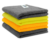 SOFTSPUN Microfiber Cleaning Cloths, 50x50cms 4 pcs Towel Set 340 GSM (MultiColor). Highly Absorbent, Lint and Streak Free, Mul