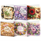 ACSAUMMY DIY Diamond Birthday Greeting Cards Art Kits with Envelopes 6pcs Flower Diamond Painting Kits 5D Gem Art Blank Birthday