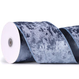 MAYREEL 4 Inch Dusty Blue Crushed Velvet Ribbon Wired Extra Wide for Christmas Decorations Gift Wrapping Wreaths Tree Toppers 10