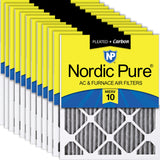 Nordic Pure 18x25x1 (17 1/2 x 24 1/2 x 3/4) Furnace Air Filters MERV 10 Pleated Plus Carbon 12 Pack