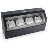 Heiden Quad Watch Winder in Matte Black - Japanese Motor - AC Adapter Included - Independent Settings - 12 Multiple Settings - Z
