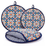 Ferrochef 2 Pcs 12 Inch and 10 Inch Tortilla Warmer Pouch Talavera Mexican Pottery Pattern Insulated Tortilla Holder Microwaveab