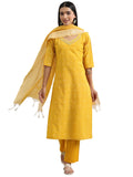 Libas Women'S Cotton Blend Kurta Set (400390_Yellow_S)