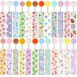 Outus 24 Pcs Kids Bookmarks with Pom Pom, Cute Bookmarks with Rulers Valentine Party Favors Bulk Gifts for Kids, Girls, Women, T