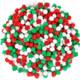 SEPGLITTER Christmas Pom Poms Balls, 1000 Pieces Red Green White Glitter Pompoms Pom Poms for Crafts Making DIY Holiday Christma