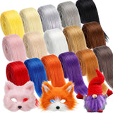 XunYee 16 Pcs Faux Fur Fabric for Crafts 2x20 Faux Fur for Gnomes Beards Fuzzy Fabric Trim Fluffy Pre Cut Ribbons by The Yard fo
