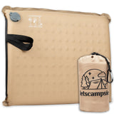LetsCampsie Inflatable Seat Cushion; 2 Thick Foam; Portable and Lightweight; Travel Bag with Carabiner; Camping Airplane Office