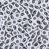 Yiizzxin 200pcs Square White Number 9 Beads for Bracelets,Single Digit 9 Acrylic Cube Bead,6x6mm Number Beads for Jewelry Making
