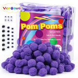 Veroave 150PCS Purple Pom Poms, 1 Inch Small Puff Balls for Crafts, Arts & DIY Decorations