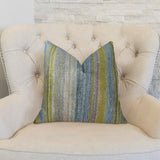 Plutus Brands Plutus Spoft Stire Cornflower Handmade Throw Pillow, 12 X 20, Blue/Mustard/Lavender