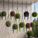 Go Hooked Henri Hanging Planter Pot For Indoor & Outdoor Plants Pack Of 10 | 7 Inch Plastic Hanging Pots With Metal Chain | Deco