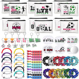 Baderke 72 Pcs Soccer Accessories Gifts Include 12 Make up Bags 12 Mirrors 12 Acrylic Keychains 12 Bracelet 12 Scrunchies 12 Hai