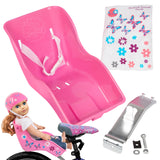 The Original Doll Bicycle Seat (Pink)- Bike Attachment Accessory for All 18-22 Dolls & Stuffed Animals- Decorate Yourself Decals