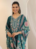 Libas Women'S Silk Blend Kurta Sets (99188_Teal_L)