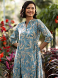 Libas Women'S Silk Blend Printed Dress (29461O_Blue_S)
