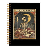 LADOCK Witchy Gothic Skeleton Spiral Notebook, Reading Journal for Book Lovers, Bookish Librarian Gifts, Dark Academia Goth Skul