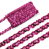 Yalulu 10 Meters Gleaming Ribbon Spangle Flat Sequins Paillette Ribbon DIY Sewing Trim Bridal Wedding Applique (Rose Red)
