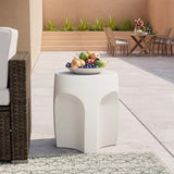 COSIEST Concrete Side Table Drum Shape,17''H Outdoor Side Table, Patio Accent Table Cement End Tables, Garden Decorative Stool,